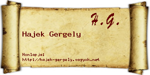 Hajek Gergely névjegykártya